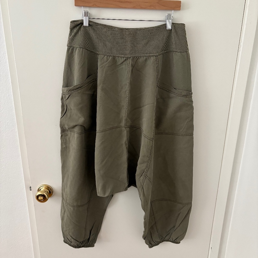 SUPER FLATTERING. Free People Give them your all harem pants.  Khaki  Size L